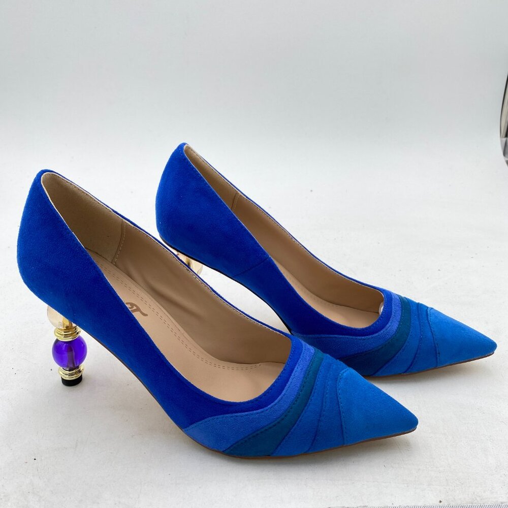 Fowt Blue Gradient Wave Pattern Pointed Toe Jewel… - image 3